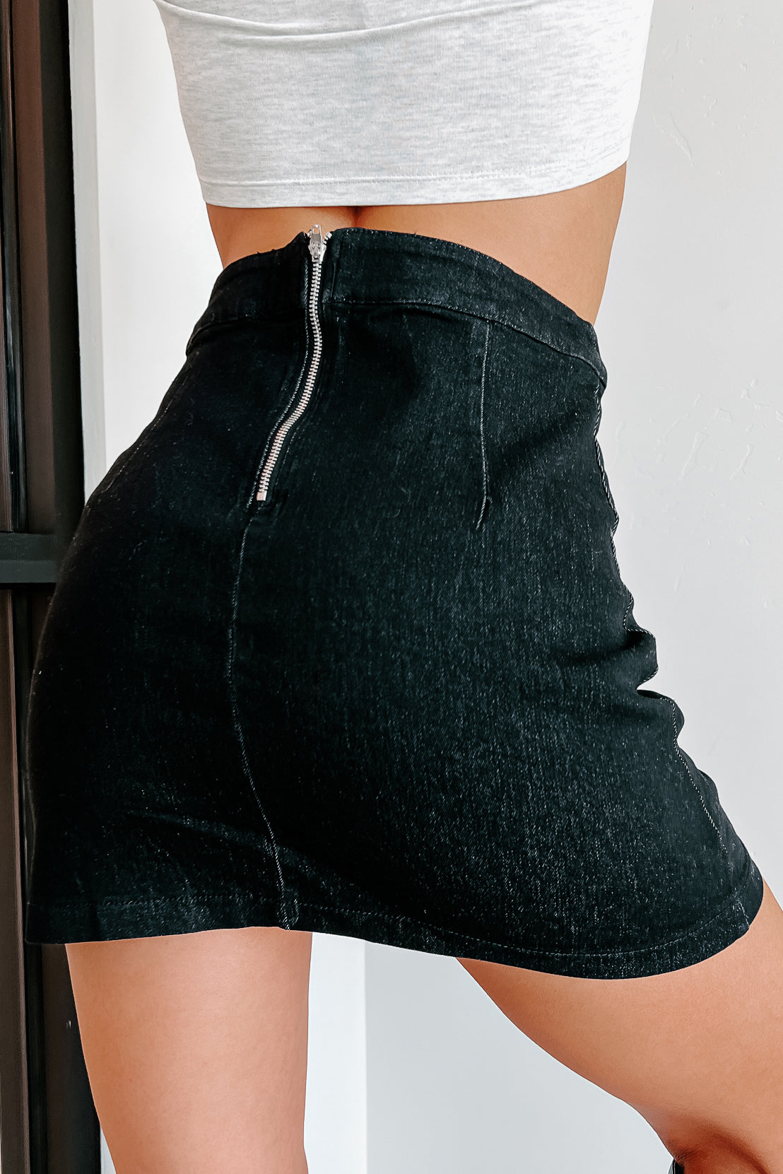 Evening Essential Lace Up Mini Skirt (Black) - NanaMacs