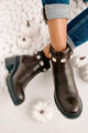 IMPERFECT Strong Opinions Faux Leather Jewel Strap Booties (Brown) - NanaMacs