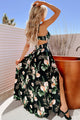Paradise Isles Floral Tie-Back Maxi Dress (Black) - NanaMacs