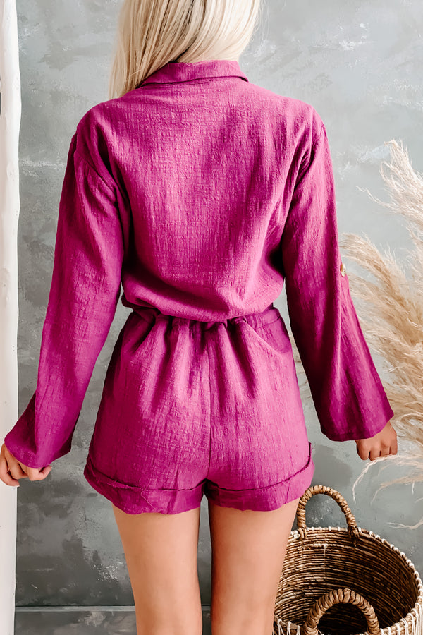 Lighthearted Linen Romper (Berry) - NanaMacs