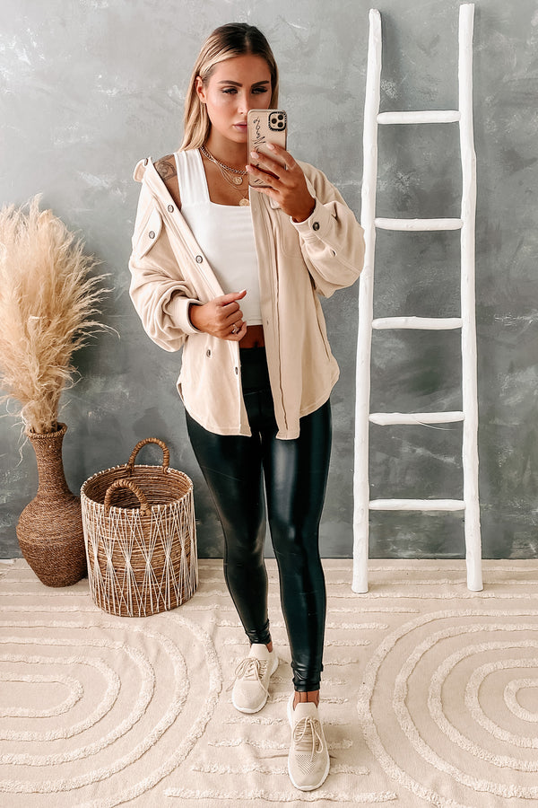 Call It Comfort Oversized Fleece Shacket (Oatmeal) - NanaMacs