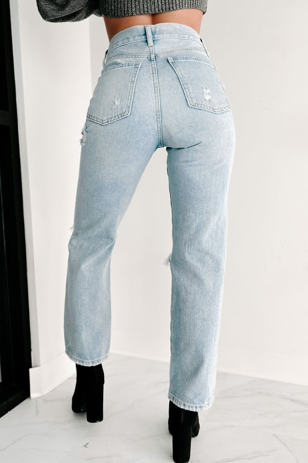 Timothy High Rise Distressed Dad Jeans (Light Denim) - NanaMacs