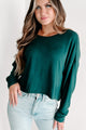 Doorbuster- Dying To Know Long Sleeve Ruched Top (Alpine Green) - NanaMacs