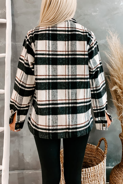 Divide & Conquer Plaid Shacket (Black) - NanaMacs