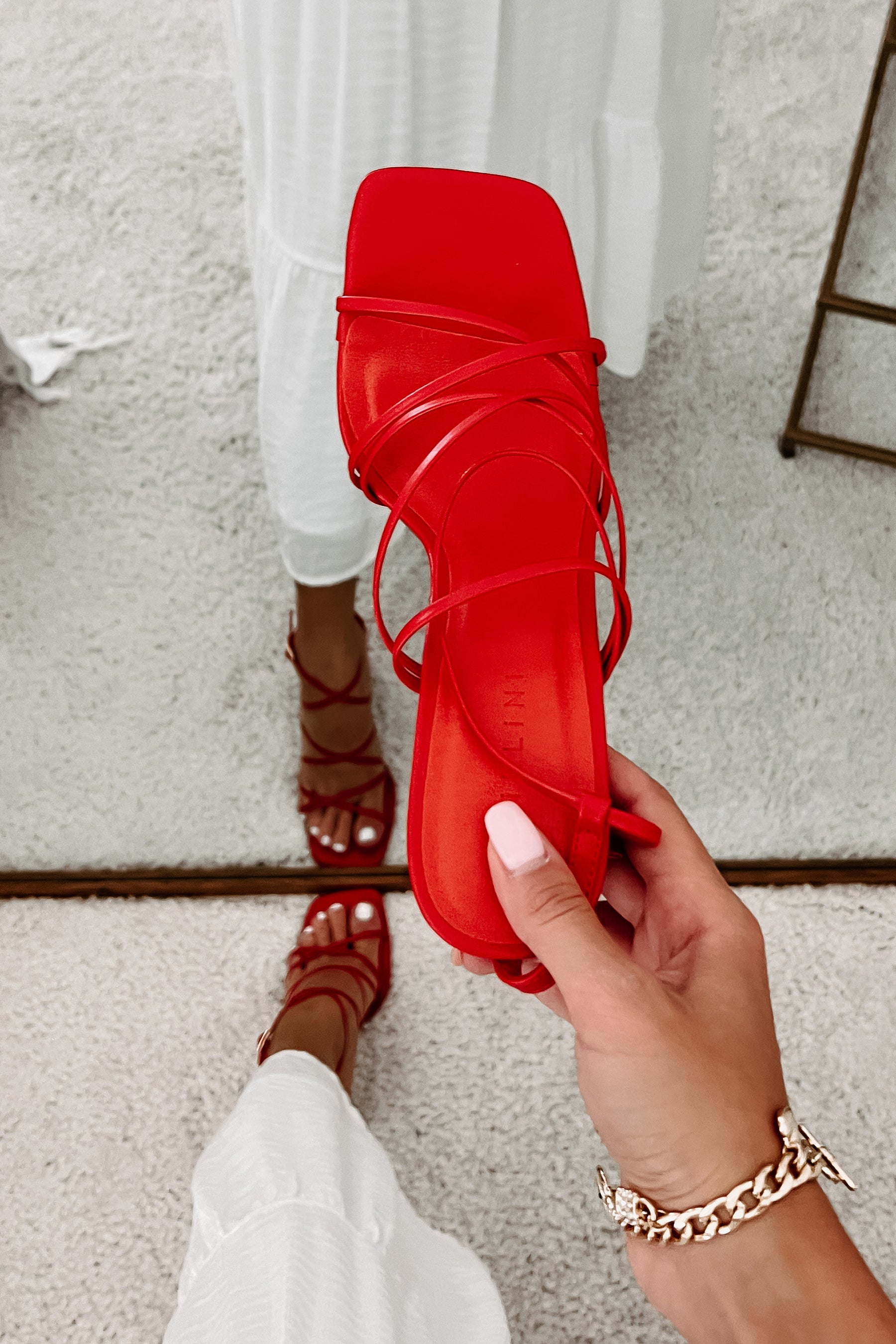 Miss Tabby Strappy Heeled Billini Sandals (Cherry) - NanaMacs