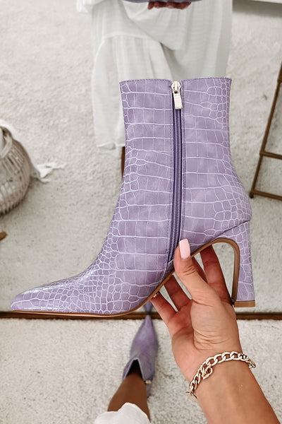 Layori Faux Croc Billini Booties (Amethyst Croc) - NanaMacs