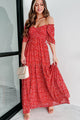 Always Sweet Floral Smocked Maxi Dress (Red) - NanaMacs