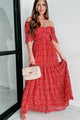 Always Sweet Floral Smocked Maxi Dress (Red) - NanaMacs