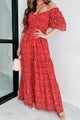 Always Sweet Floral Smocked Maxi Dress (Red) - NanaMacs