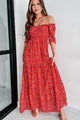 Always Sweet Floral Smocked Maxi Dress (Red) - NanaMacs