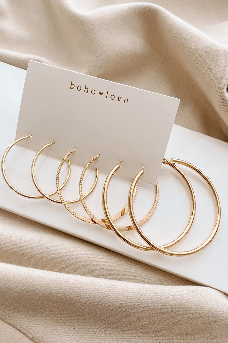 Hoopful Looks Hoop Earring Set (Gold) - NanaMacs