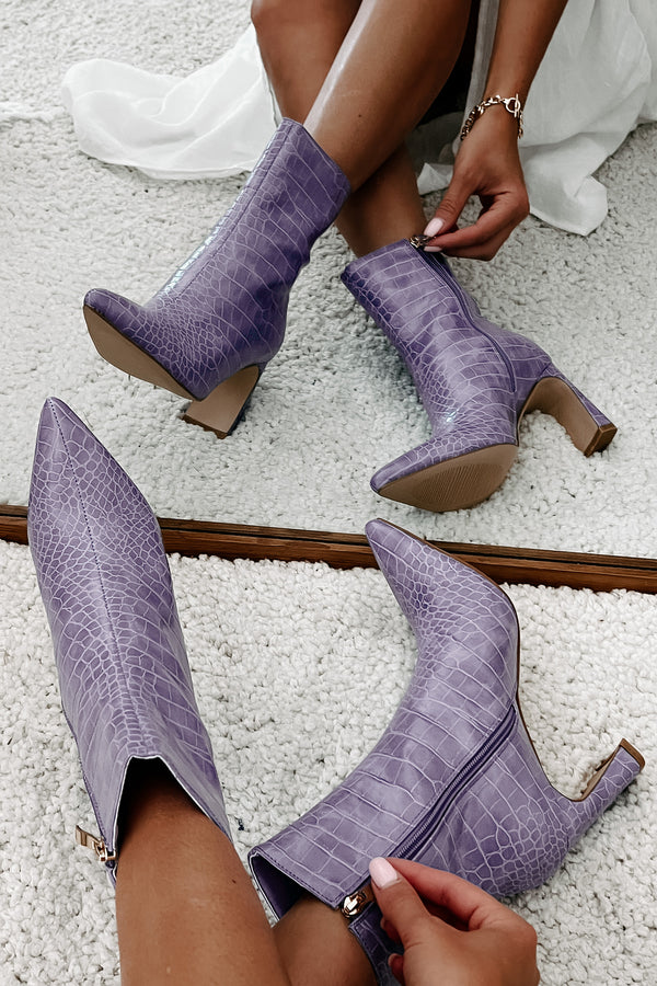 Layori Faux Croc Billini Booties (Amethyst Croc) - NanaMacs