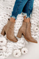 IMPERFECT Miss Popular Square Toed Faux Suede Booties (Taupe) - NanaMacs