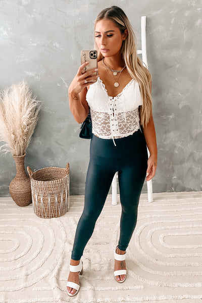 Miss Troublemaker High Cut Sheer Lace Bodysuit (White) - NanaMacs