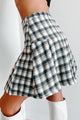 Never A Miss Pleated Plaid Mini Skirt (Cream/Black) - NanaMacs