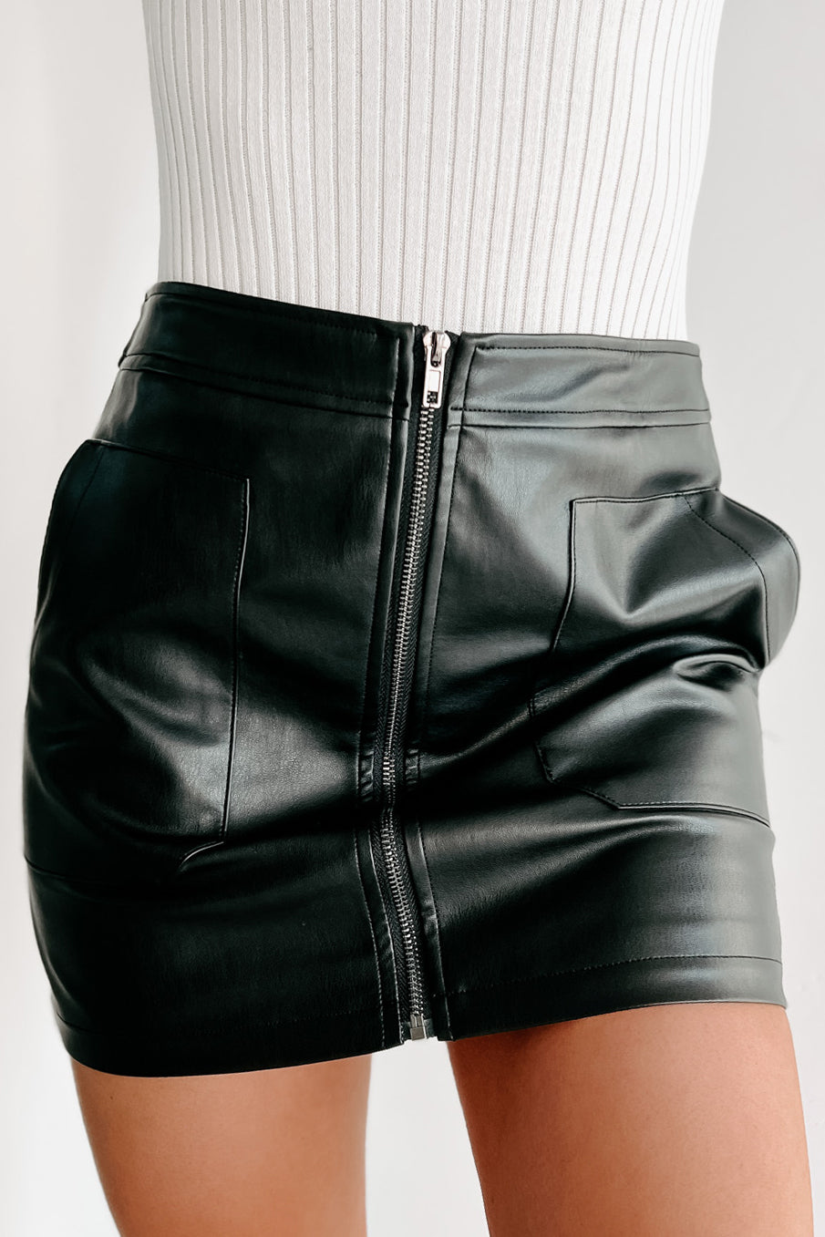 In The Wild Faux Leather Mini Skirt (Black) - NanaMacs