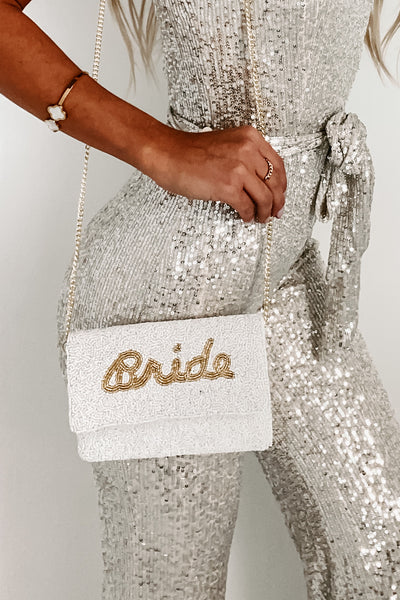 "Bride" Small Beaded Clutch (Ivory) - NanaMacs