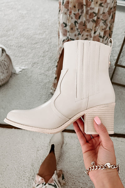 Honest To A Fault Western Bootie (Cream) - NanaMacs