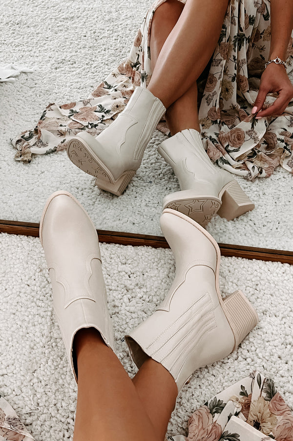 Honest To A Fault Western Bootie (Cream) - NanaMacs