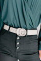 Off The Hip Monochromatic Faux Leather Belt (Khaki) - NanaMacs