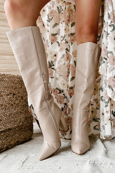 Milla Knee High Billini Boots (Light Taupe Scale) - NanaMacs
