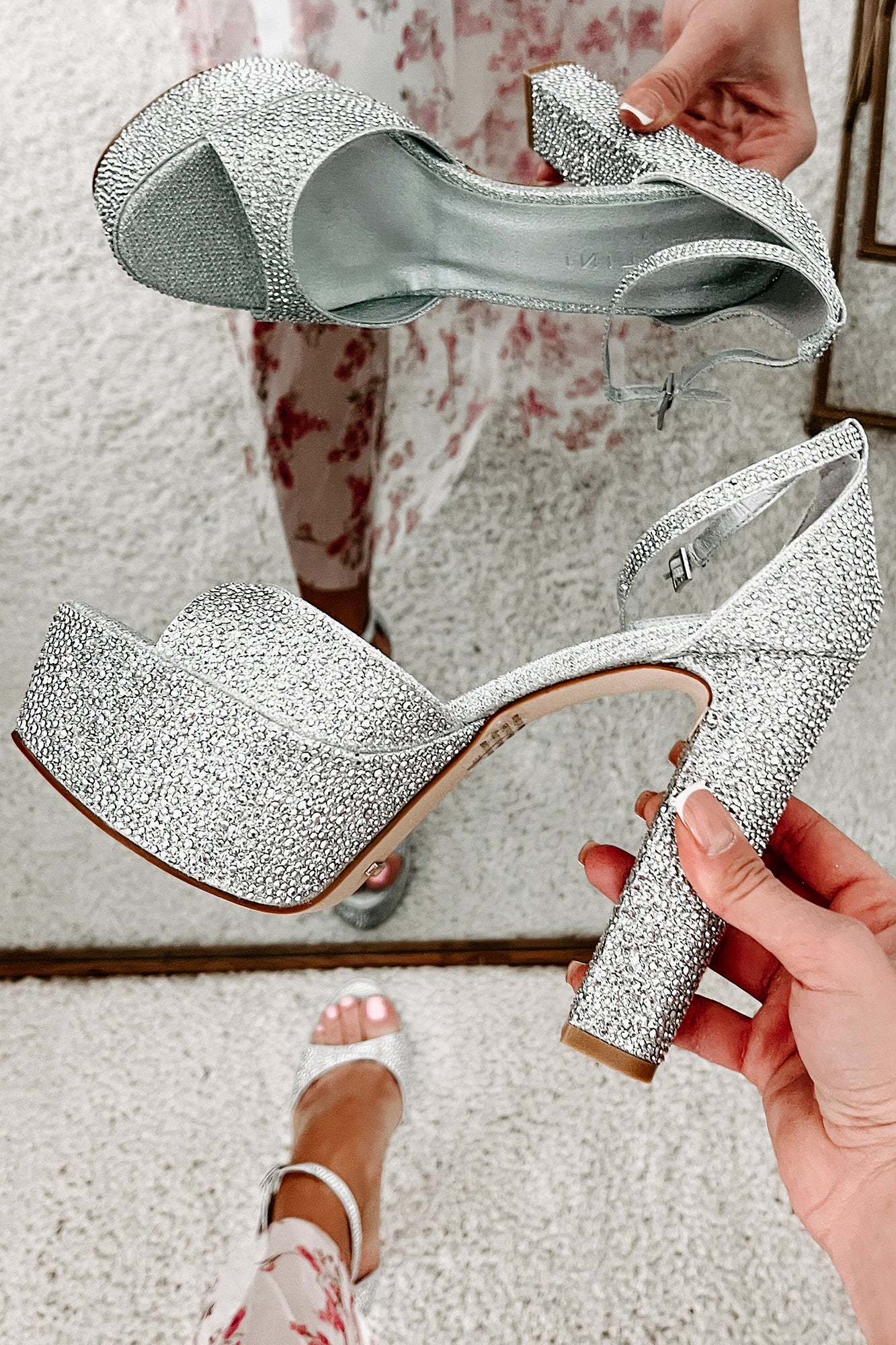 Silver sparkle hotsell platform heels