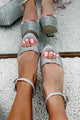 Faize Billini Rhinestone Platform Heels (Silver) - NanaMacs