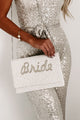 Cursive "Bride" Beaded Clutch (Silver Bride) - NanaMacs