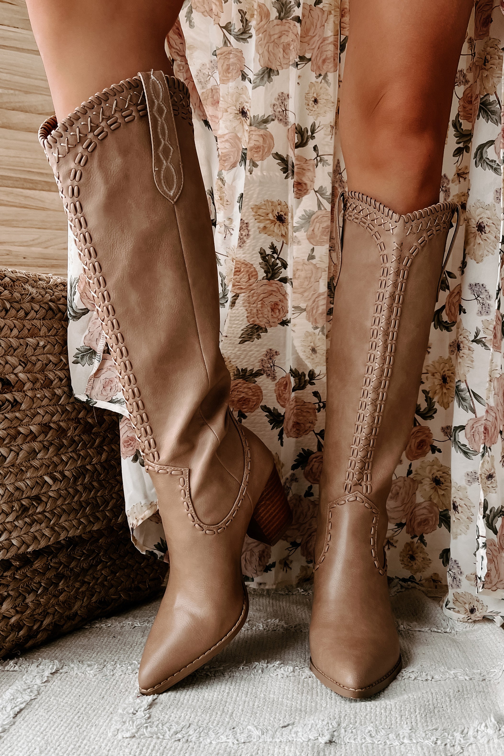 Finley Billini Knee High Western Boots (Taupe) - NanaMacs
