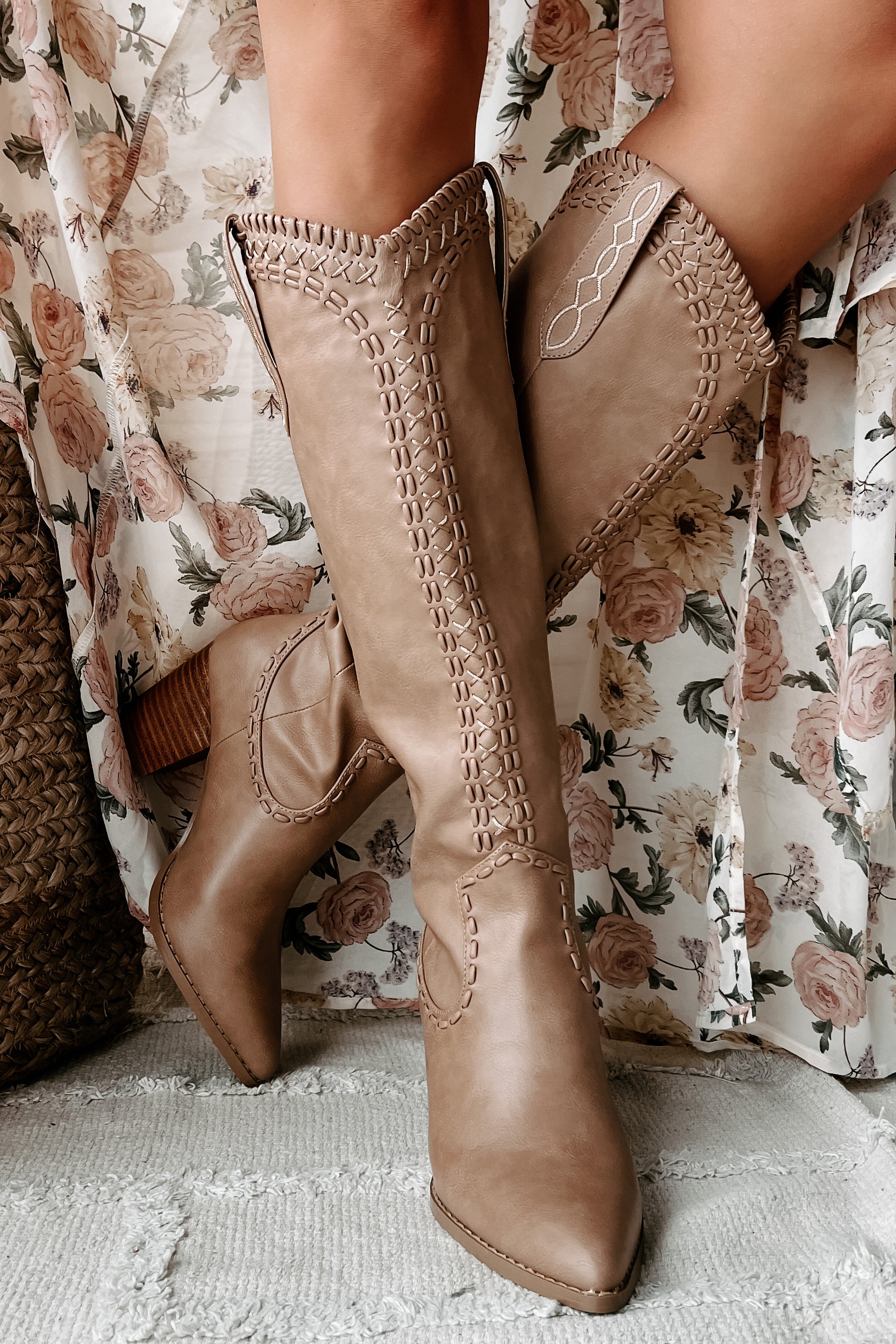 Finley Billini Knee High Western Boots (Taupe) - NanaMacs