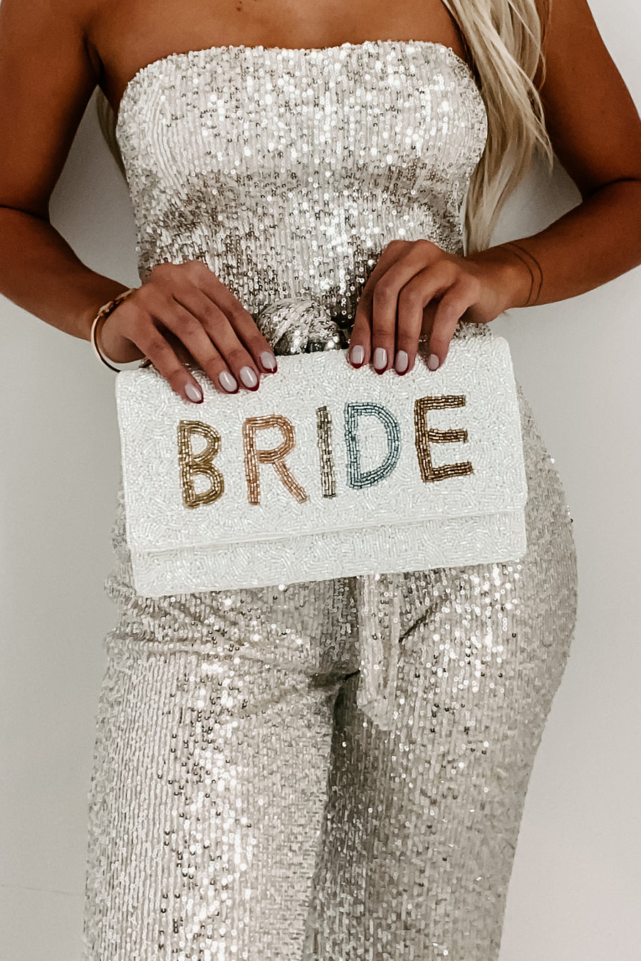 "Bride" Beaded Clutch (Tonal Bride) - NanaMacs