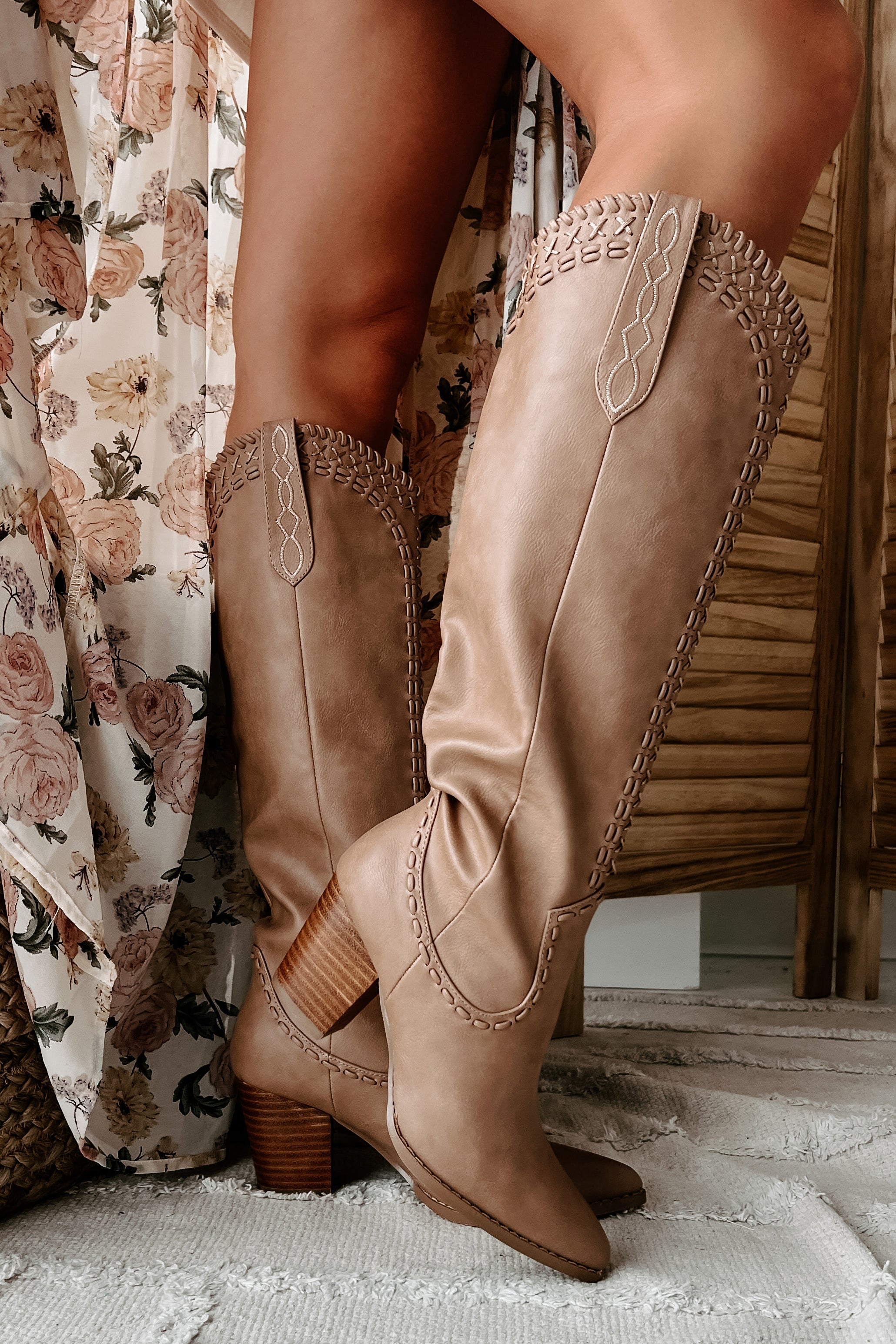 Finley Billini Knee High Western Boots Taupe NanaMacs