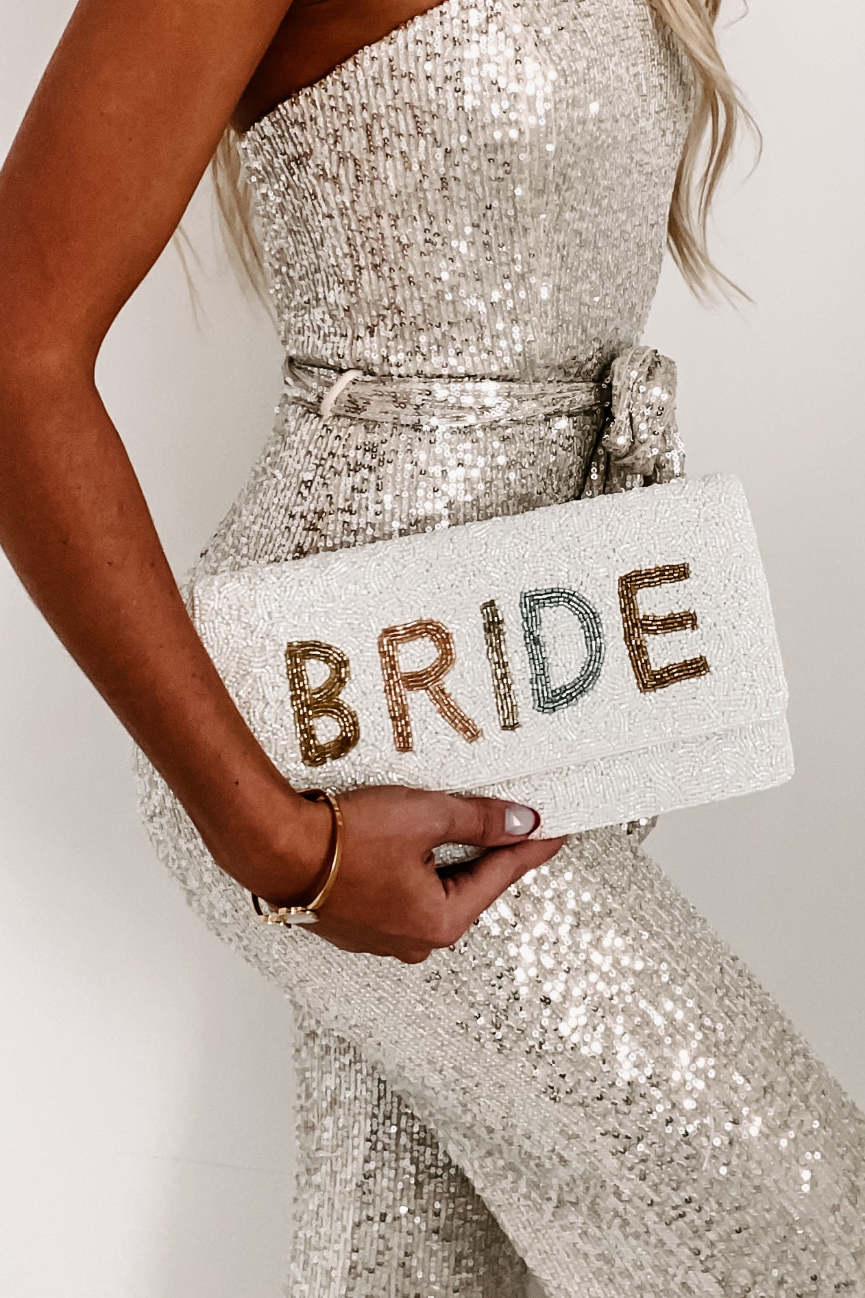 "Bride" Beaded Clutch (Tonal Bride) - NanaMacs