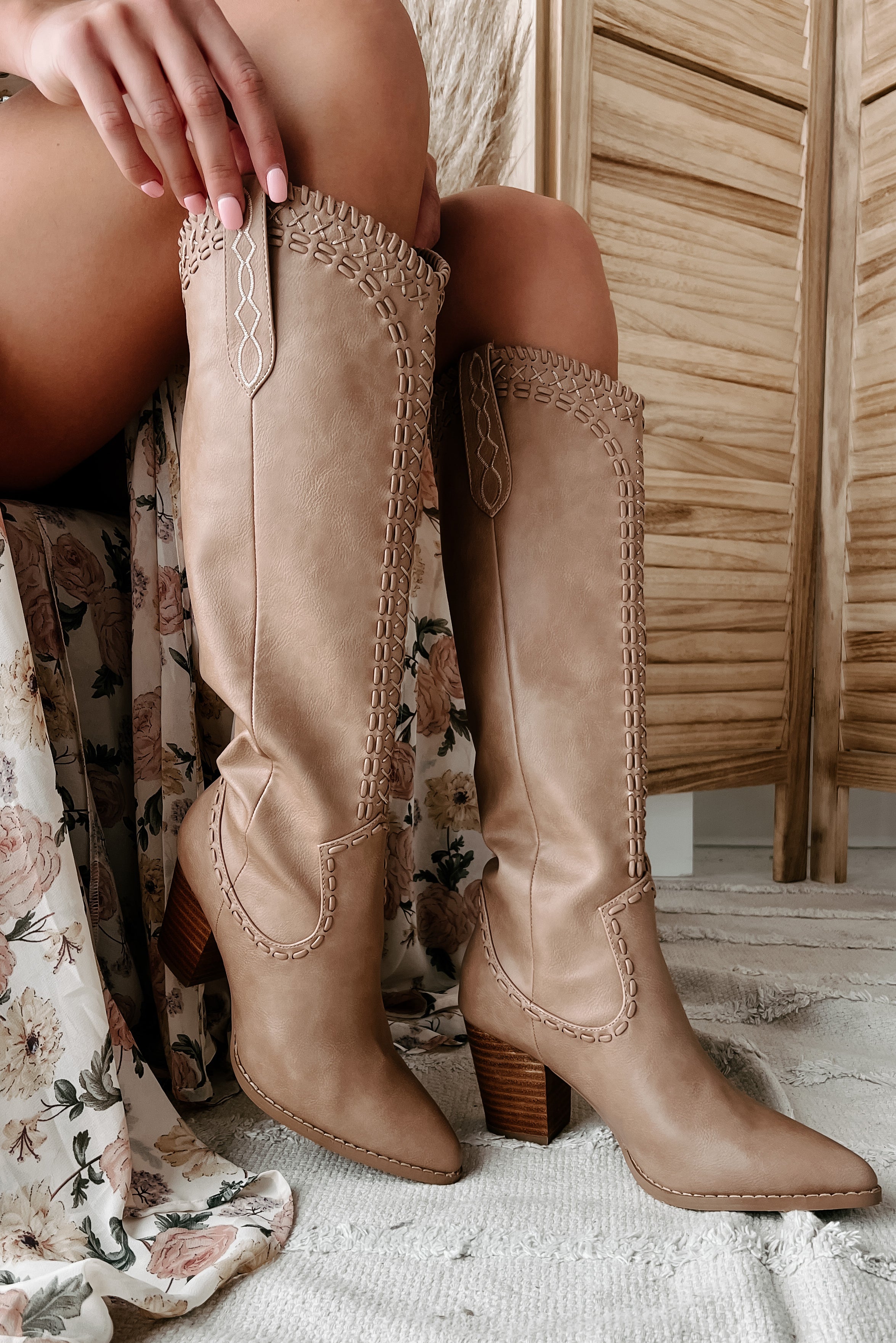 Finley Billini Knee High Western Boots (Taupe) - NanaMacs