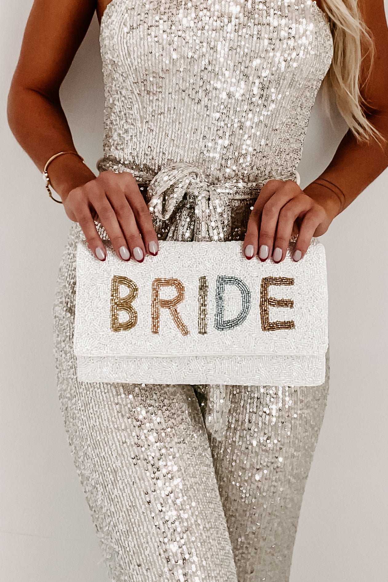 "Bride" Beaded Clutch (Tonal Bride) - NanaMacs