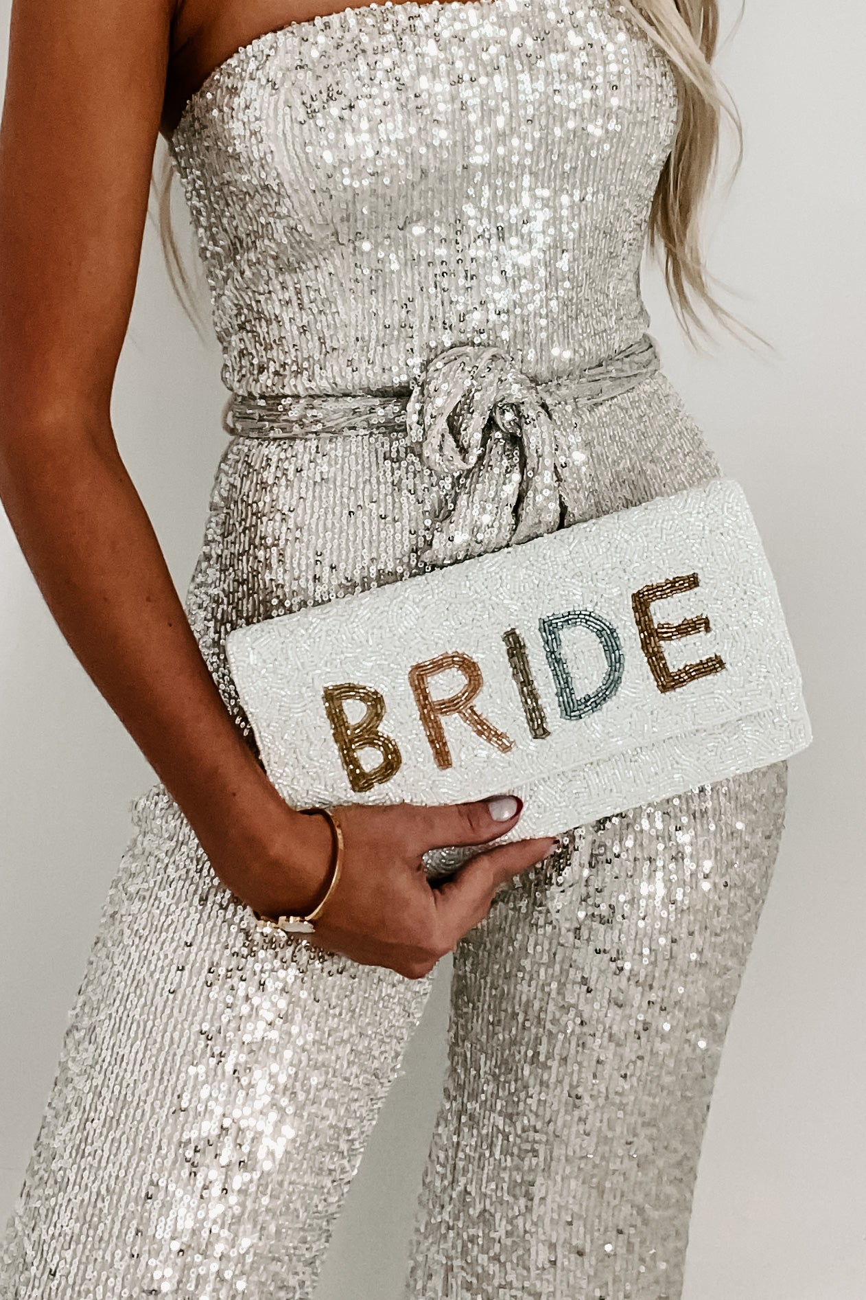 "Bride" Beaded Clutch (Tonal Bride) - NanaMacs