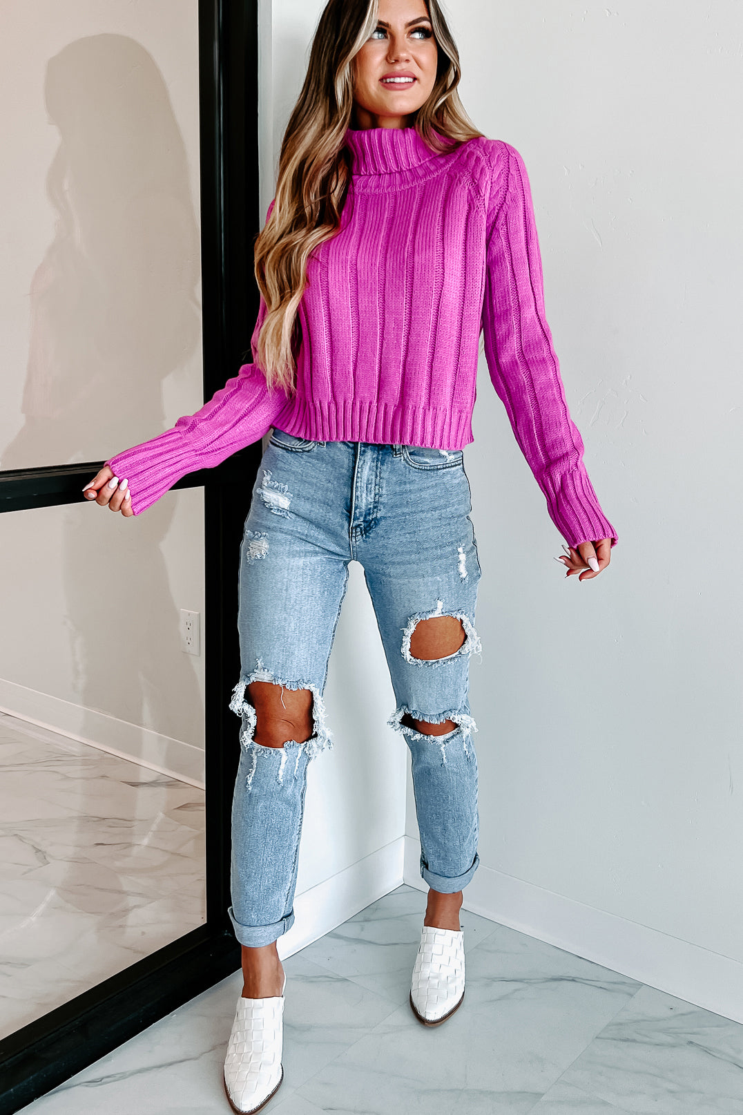 Wind Down Turtleneck Sweater (Orchid) - NanaMacs