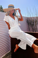 On Vacay Knit Drawstring Waist Jumpsuit (White) - NanaMacs