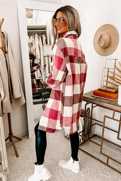 Emory Long Plaid Shacket (Rose) - NanaMacs