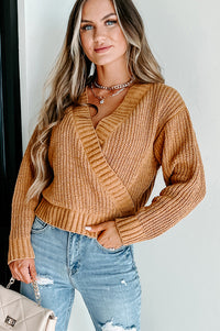 Deep Thinker Surplice Sweater (Brown Sugar) - NanaMacs