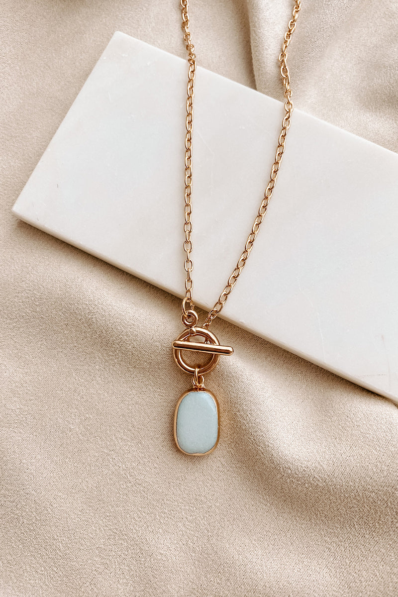 The Enlightened Path Stone Pendant Necklace (Gold/Light Blue) - NanaMacs