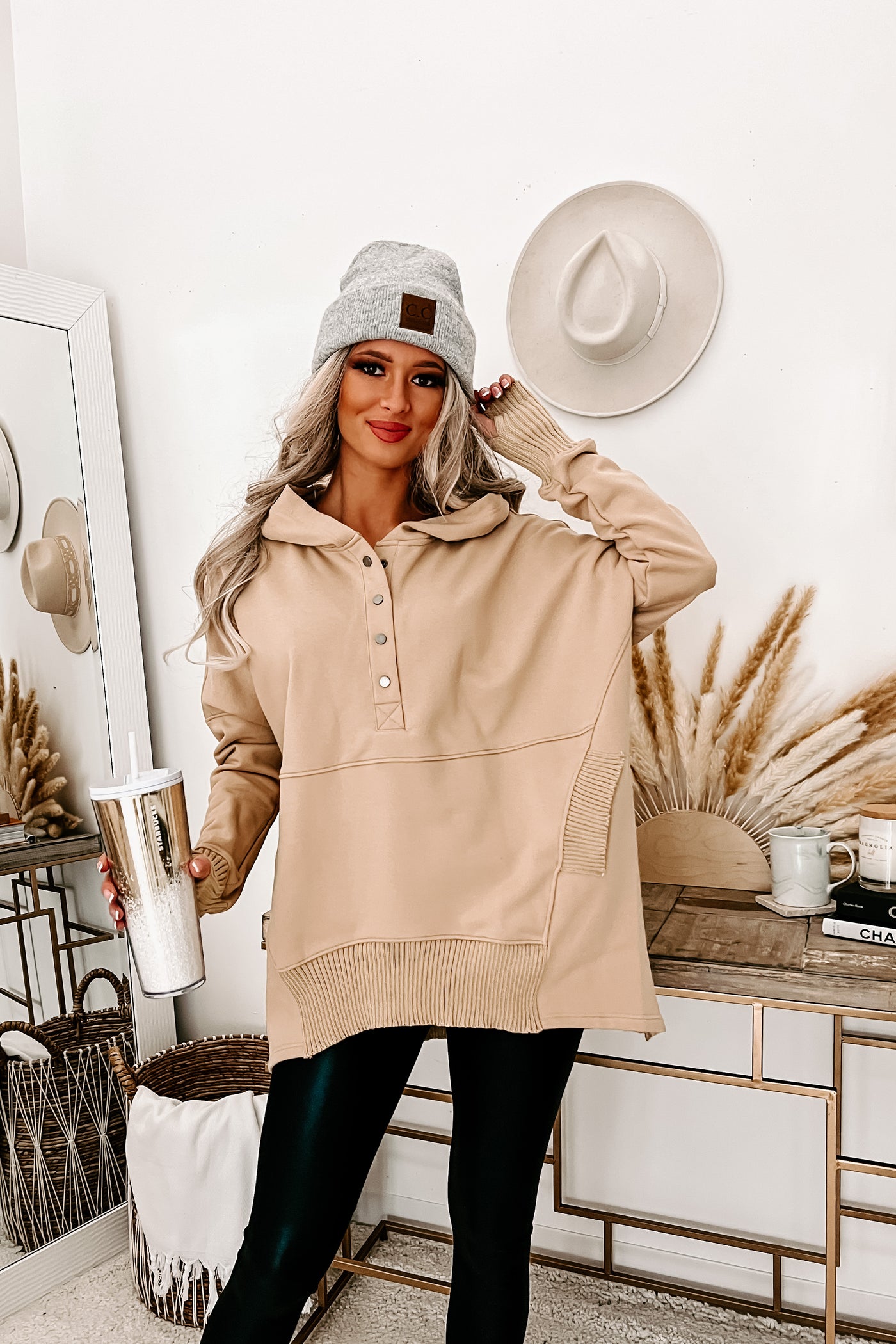 Counting The Seconds Hooded Sweatshirt (Camel) - NanaMacs