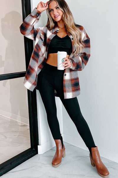 Harvest Time Oversized Plaid Shacket (Brown) - NanaMacs