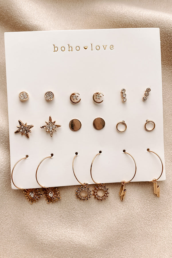 Desert Life Stud & Hoop Earring Pack (Gold) - NanaMacs