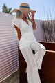 On Vacay Knit Drawstring Waist Jumpsuit (White) - NanaMacs