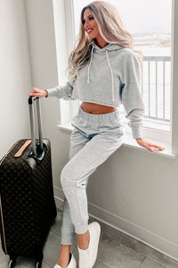 Weekend Chilling Cotton Terry Two Piece Set (Heather Grey) - NanaMacs