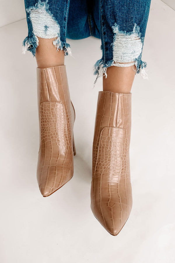 IMPERFECT Keeping It Up Faux Croc Booties (Nude Croc) - NanaMacs