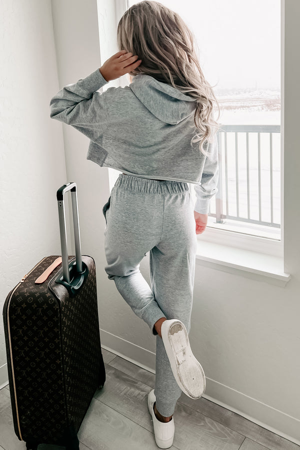 Weekend Chilling Cotton Terry Two Piece Set (Heather Grey) - NanaMacs