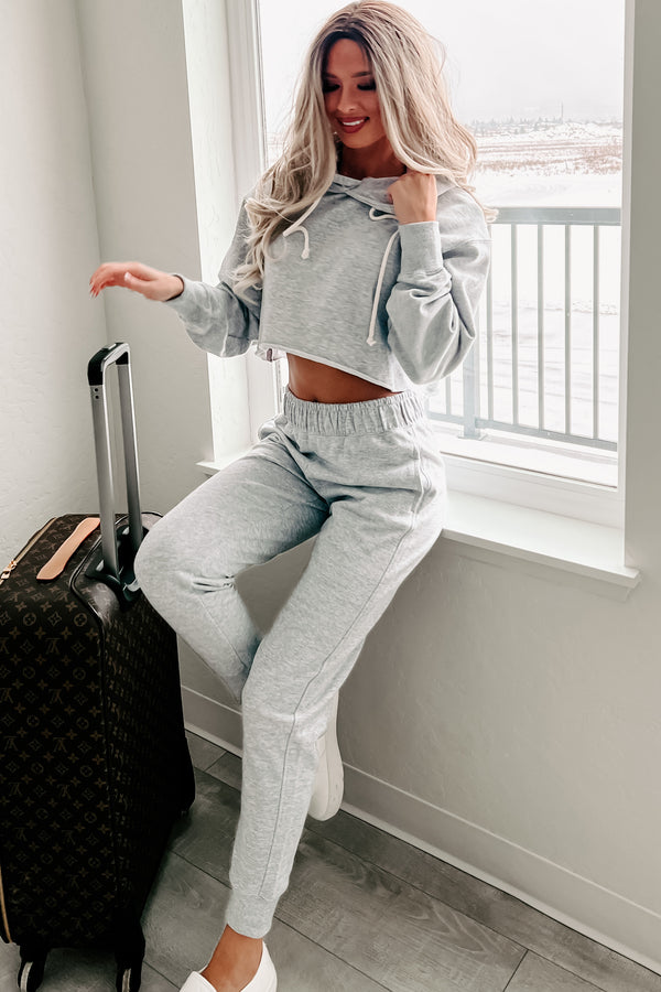 Weekend Chilling Cotton Terry Two Piece Set (Heather Grey) - NanaMacs