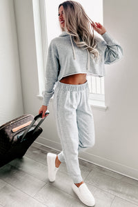 Weekend Chilling Cotton Terry Two Piece Set (Heather Grey) - NanaMacs